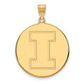 Sterling Silver Gold-plated LogoArt University of Illinois Letter I Extra Large Disc Pendant