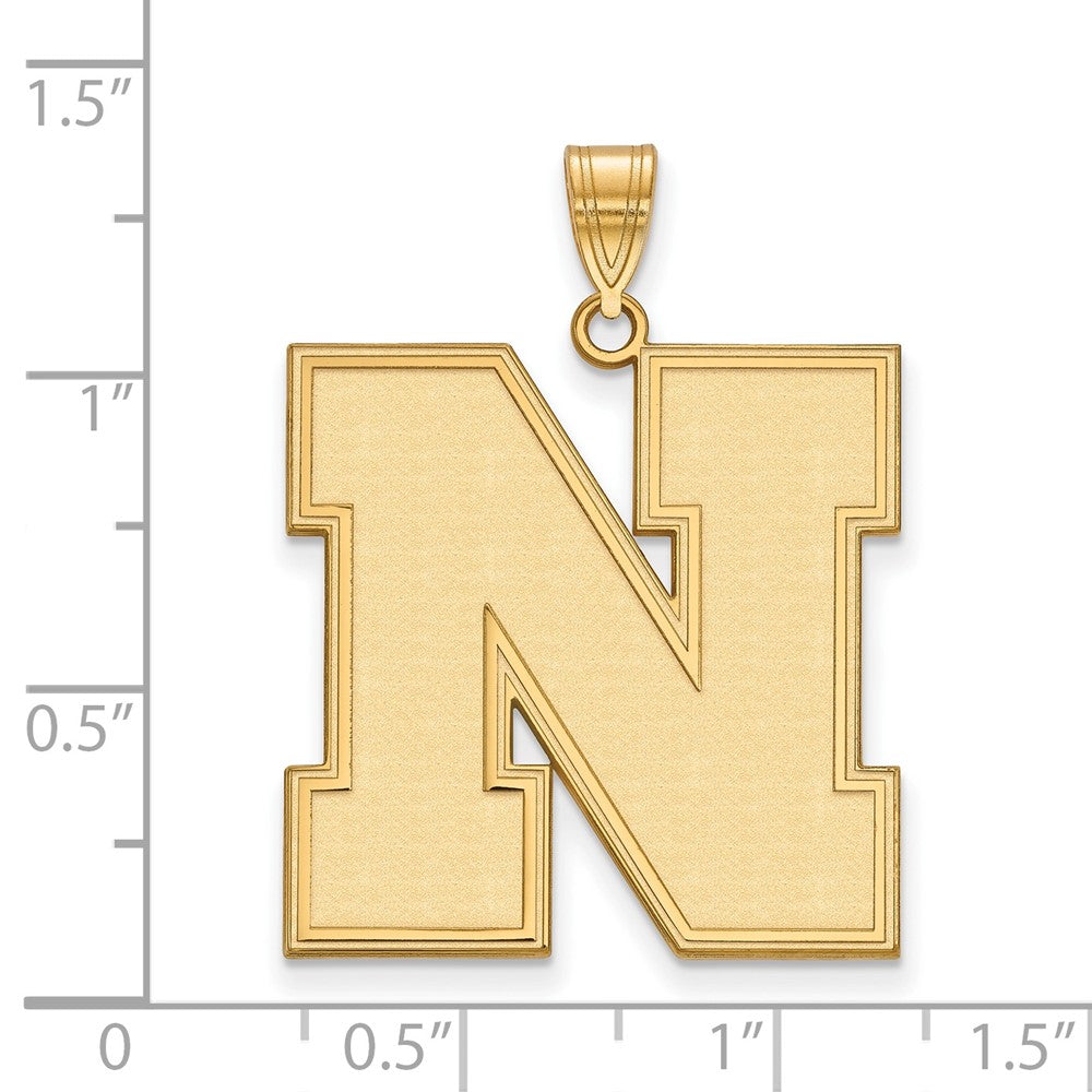 Sterling Silver Gold-plated LogoArt University of Nebraska Letter N Extra Large Pendant