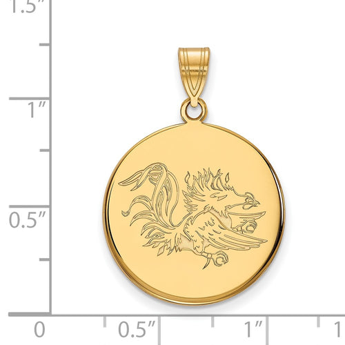 10k Gold LogoArt University of South Carolina Gamecock Large Disc Pendant