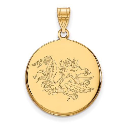 10k Gold LogoArt University of South Carolina Gamecock Large Disc Pendant