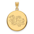 Sterling Silver Gold-plated LogoArt University of South Carolina Gamecock Large Disc Pendant