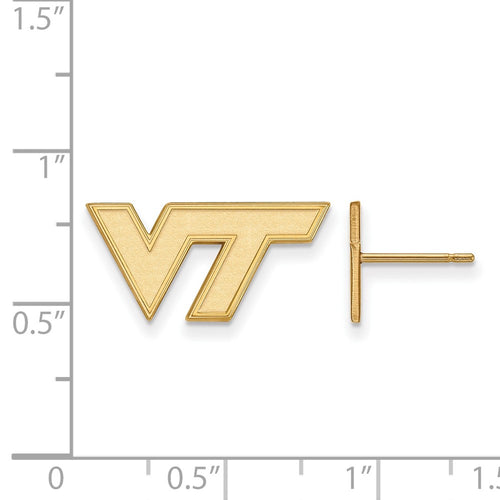 10k Gold LogoArt Virginia Tech V-T Extra Small Post Earrings