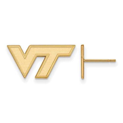10k Gold LogoArt Virginia Tech V-T Extra Small Post Earrings