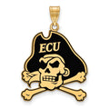 Sterling Silver Gold-plated LogoArt East Carolina University Pirate Extra Large Enameled Pendant