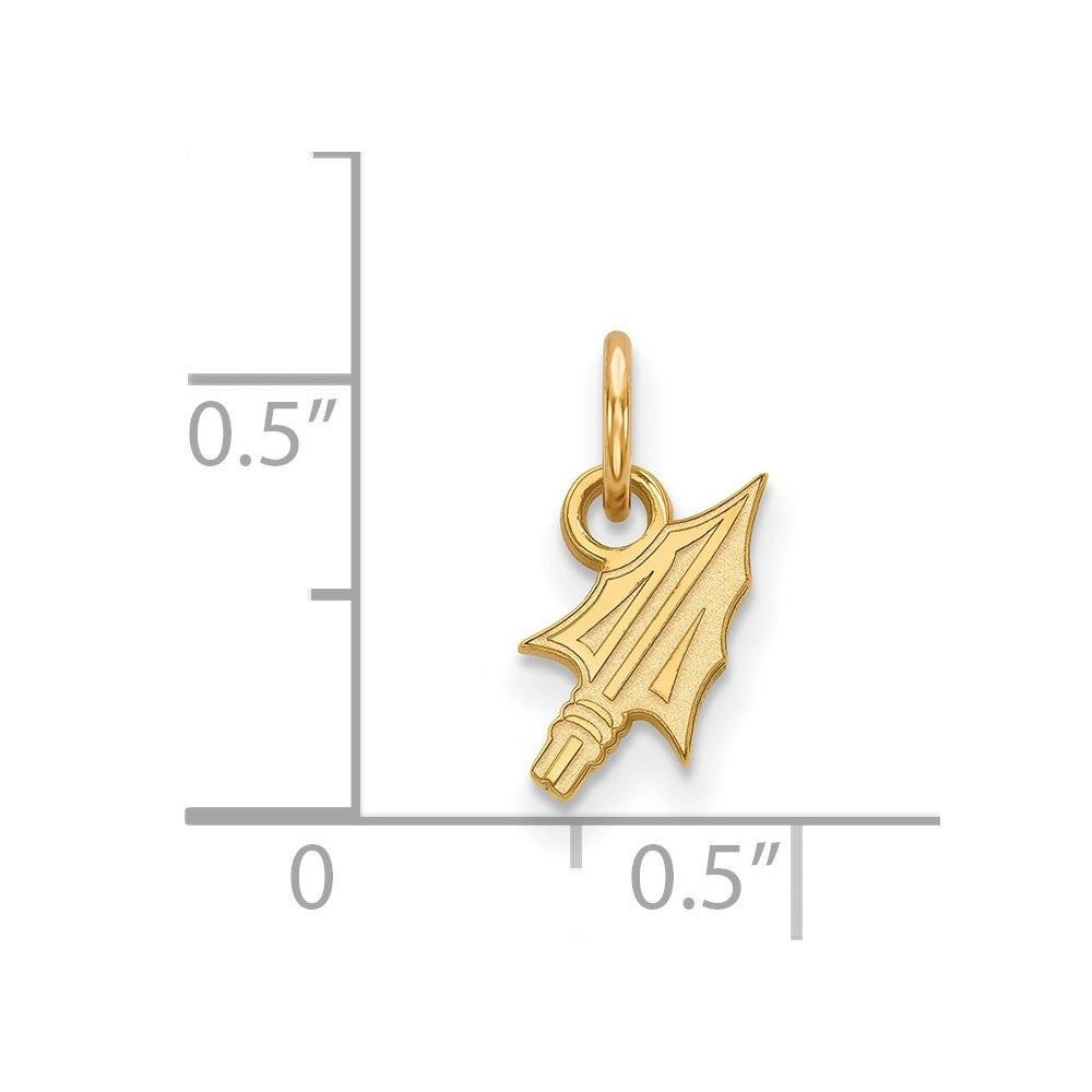 Sterling Silver Gold-plated LogoArt Florida State University Arrow Extra Small Pendant