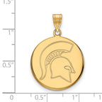 10k Gold LogoArt Michigan State University Spartan Large Disc Pendant
