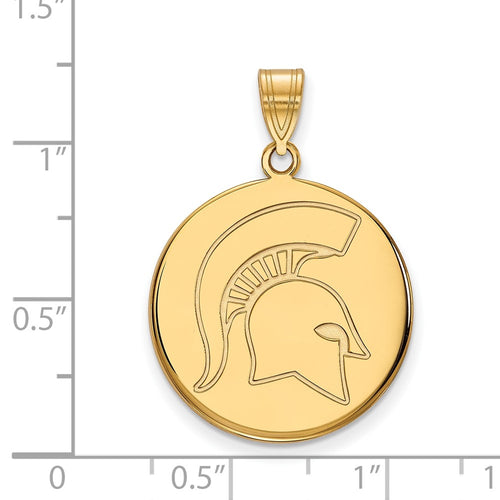 10k Gold LogoArt Michigan State University Spartan Large Disc Pendant
