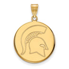 10k Gold LogoArt Michigan State University Spartan Large Disc Pendant