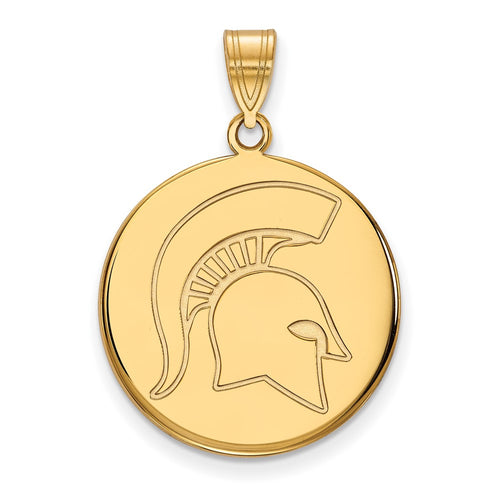 10k Gold LogoArt Michigan State University Spartan Large Disc Pendant