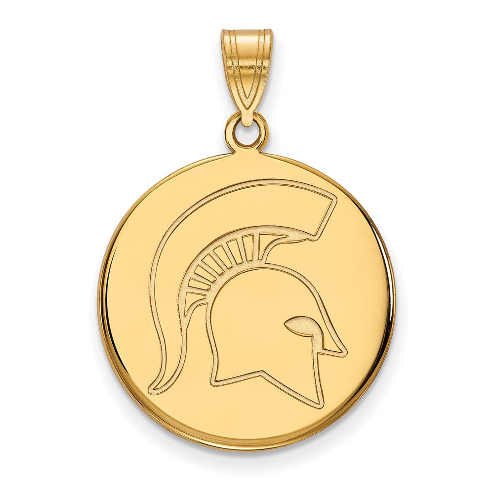 Sterling Silver Gold-plated LogoArt Michigan State University Spartan Large Disc Pendant