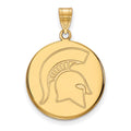Sterling Silver Gold-plated LogoArt Michigan State University Spartan Large Disc Pendant