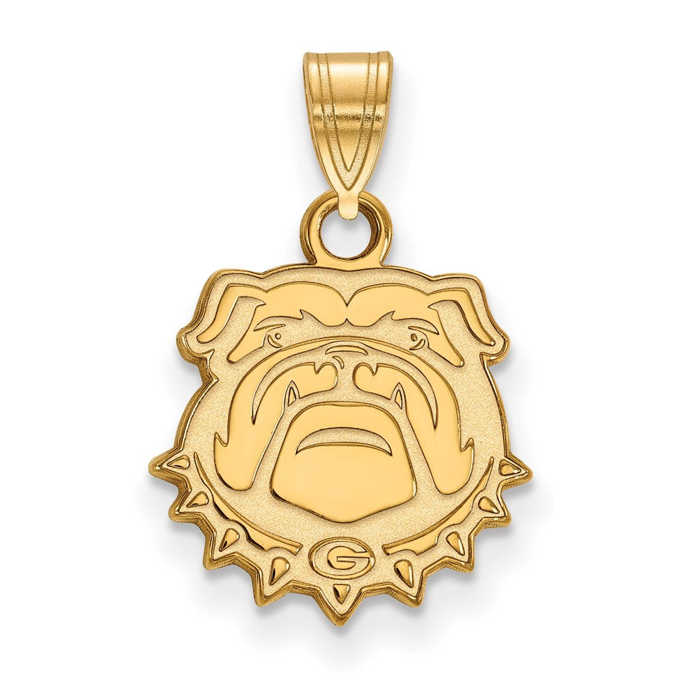 Sterling Silver Gold-plated LogoArt University of Georgia Bulldog Small Pendant