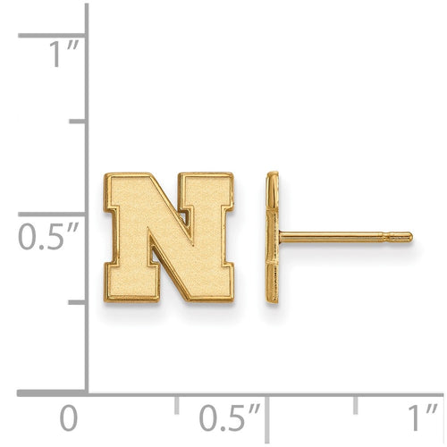 10k Gold LogoArt University of Nebraska Letter N Extra Small Post Earrings