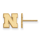 Sterling Silver Gold-plated LogoArt University of Nebraska Letter N Extra Small Post Earrings