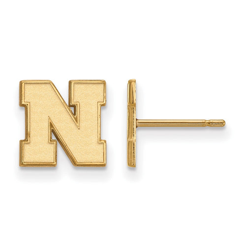 10k Gold LogoArt University of Nebraska Letter N Extra Small Post Earrings