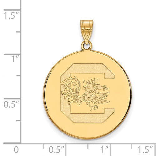 10k Gold LogoArt University of South Carolina Extra Large Disc Pendant
