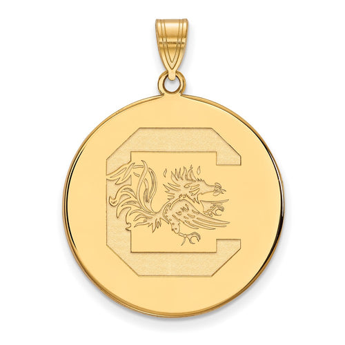 10k Gold LogoArt University of South Carolina Extra Large Disc Pendant