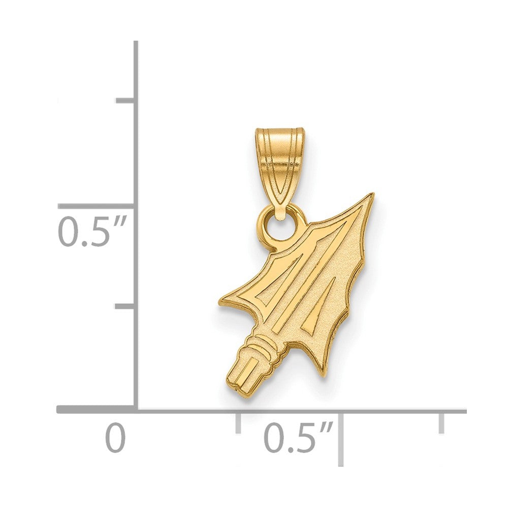 Sterling Silver Gold-plated LogoArt Florida State University Arrow Small Pendant