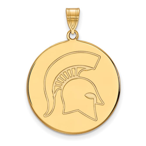 10k Gold LogoArt Michigan State University Spartan Extra Large Disc Pendant