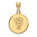 Sterling Silver Gold-plated LogoArt North Carolina State University Wolf Medium Disc Pendant
