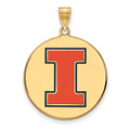 Sterling Silver Gold-plated LogoArt University of Illinois Letter I Extra Large Enameled Pendant
