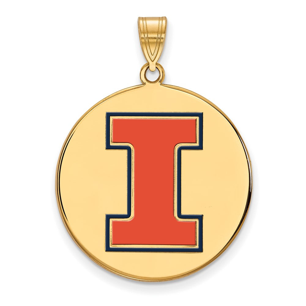 Sterling Silver Gold-plated LogoArt University of Illinois Letter I Extra Large Enameled Pendant