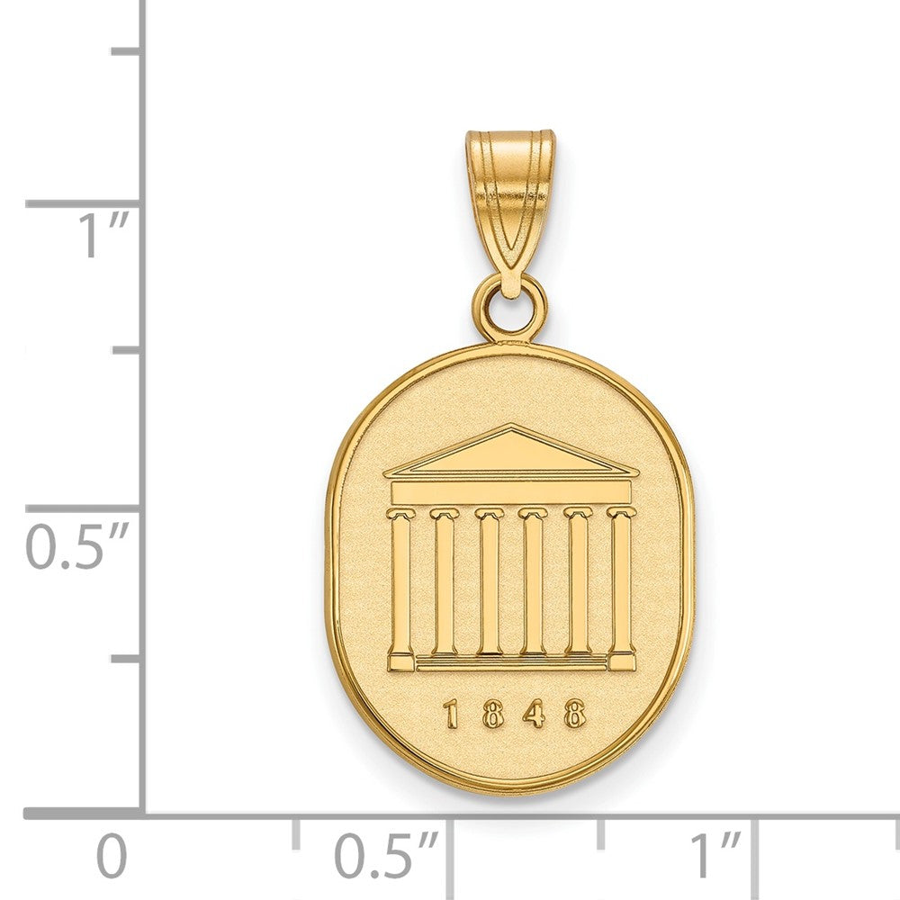 Sterling Silver Gold-plated LogoArt University of Mississippi 1848 Large Crest Pendant