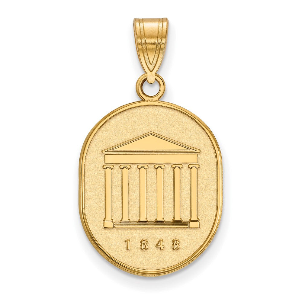 Sterling Silver Gold-plated LogoArt University of Mississippi 1848 Large Crest Pendant