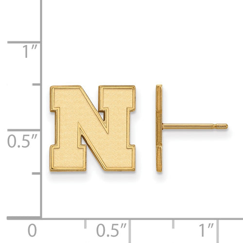 10k Gold LogoArt University of Nebraska Letter N Small Post Earrings