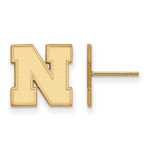 10k Gold LogoArt University of Nebraska Letter N Small Post Earrings
