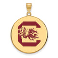 Sterling Silver Gold-plated LogoArt University of South Carolina Extra Large Enameled Disc Pendant