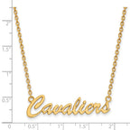 Sterling Silver Gold-plated LogoArt University of Virginia Cavaliers Script Medium Pendant 18 inch Necklace