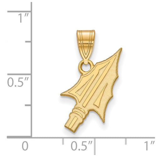 10k Gold LogoArt Florida State University Arrow Medium Pendant