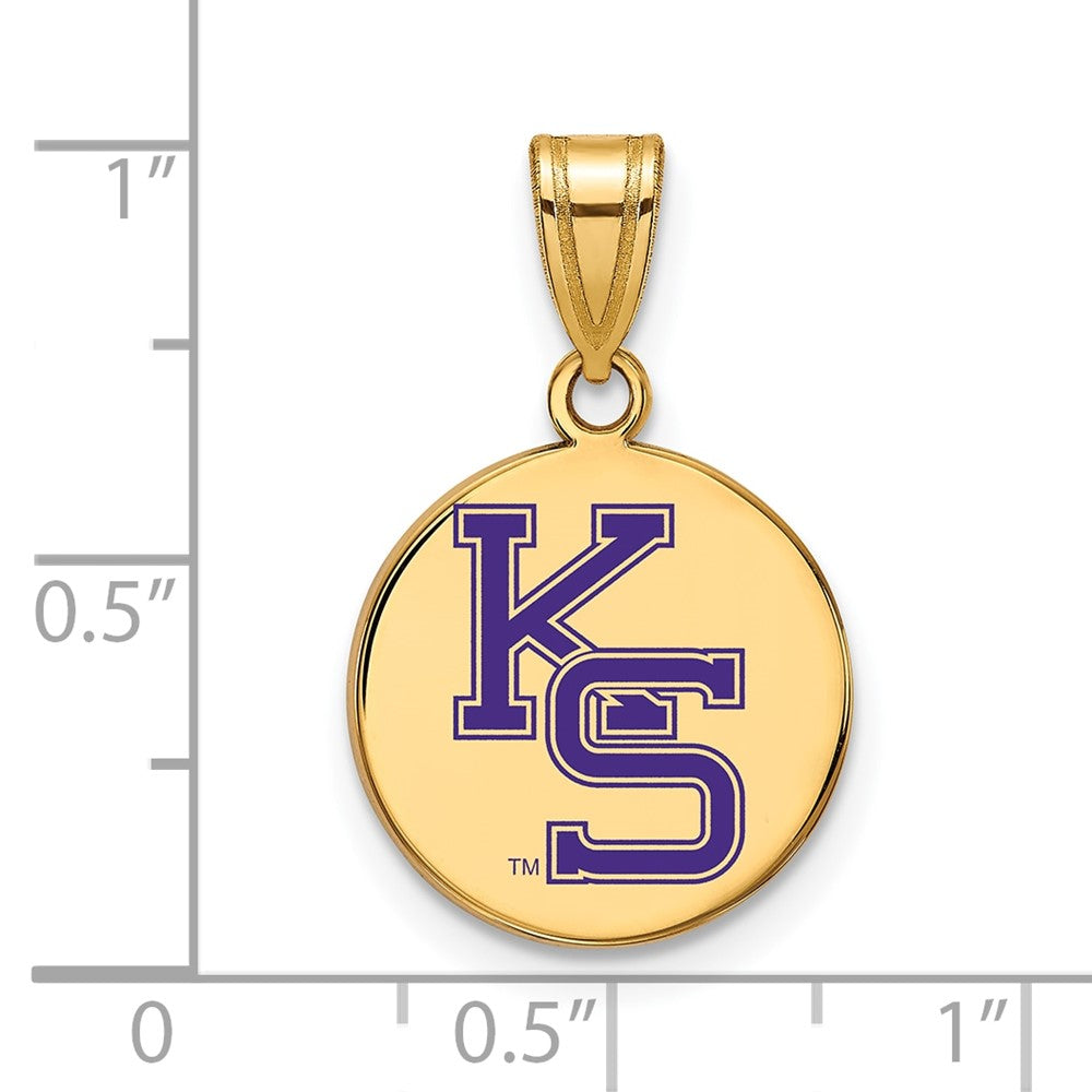 Sterling Silver Gold-plated LogoArt Kansas State University K-S Med Enameled Disc Pendant