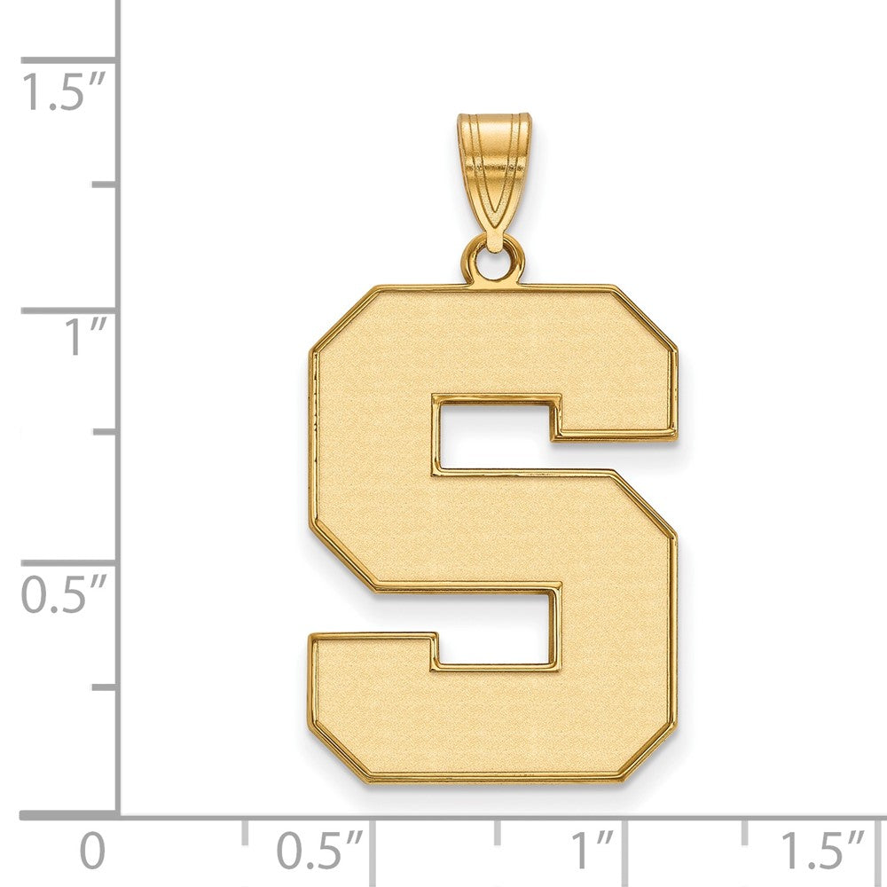 Sterling Silver Gold-plated LogoArt Michigan State University Letter S Extra Large Enameled Pendant