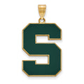 Sterling Silver Gold-plated LogoArt Michigan State University Letter S Extra Large Enameled Pendant