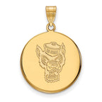 10k Gold LogoArt North Carolina State University Wolf Large Disc Pendant