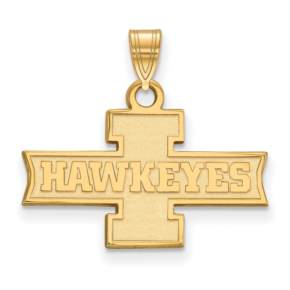 Sterling Silver Gold-plated LogoArt University of Iowa Hawkeyes Small Pendant