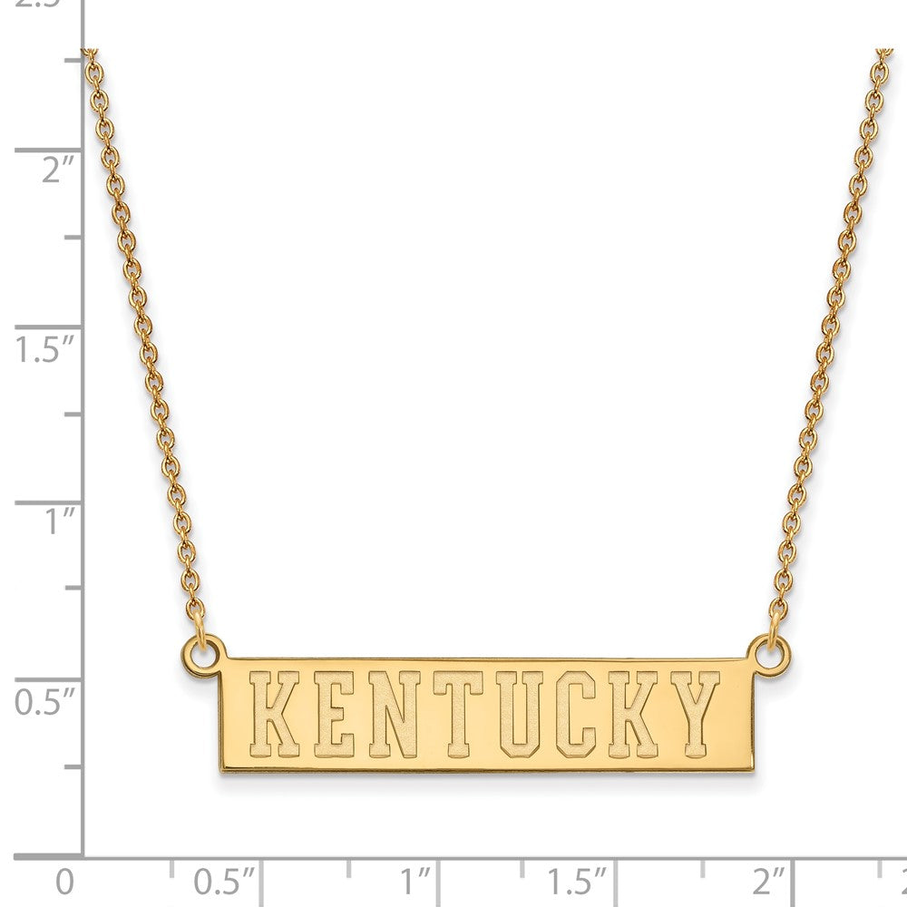 Sterling Silver Gold-plated LogoArt University of Kentucky Small Bar Pendant 18 inch Necklace