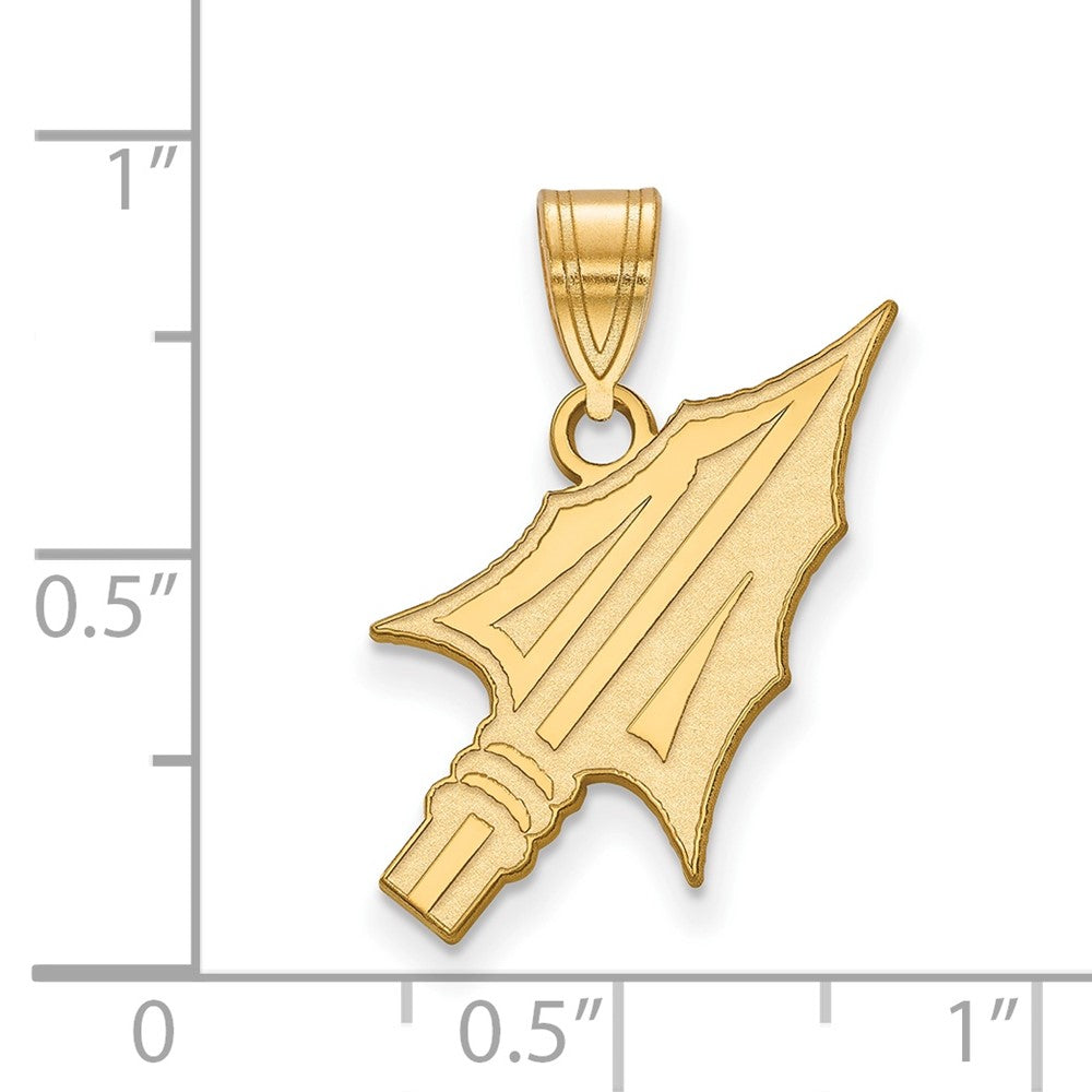 Sterling Silver Gold-plated LogoArt Florida State University Arrow Large Pendant