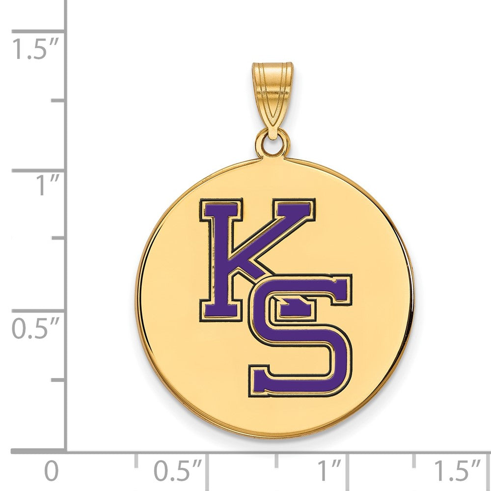 Sterling Silver Gold-plated LogoArt Kansas State University K-S Extra Large Enameled Disc Pendant