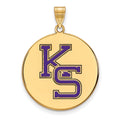 Sterling Silver Gold-plated LogoArt Kansas State University K-S Extra Large Enameled Disc Pendant