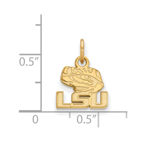 10k Gold LogoArt Louisiana State University L-S-U Tiger Eye Extra Small Pendant