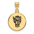 Sterling Silver Gold-plated LogoArt North Carolina State University Wolf Medium Enameled Disc Pendant