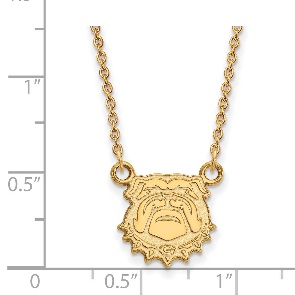 Sterling Silver Gold-plated LogoArt University of Georgia Bulldog Small Pendant 18 inch Necklace