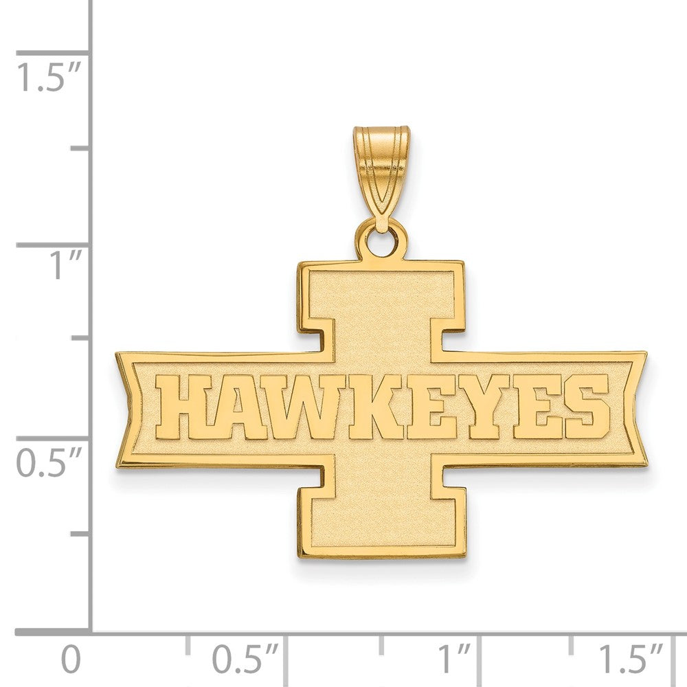 Sterling Silver Gold-plated LogoArt University of Iowa Hawkeyes Medium Pendant