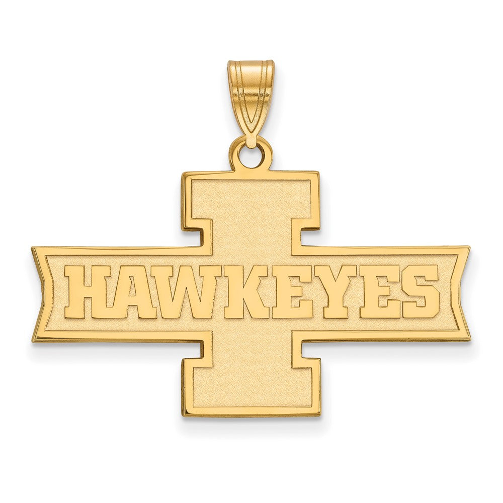 Sterling Silver Gold-plated LogoArt University of Iowa Hawkeyes Medium Pendant
