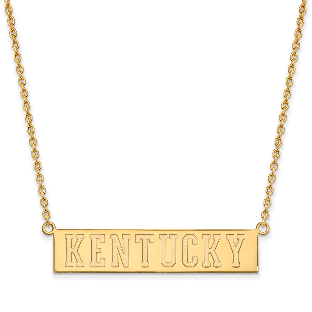 Sterling Silver Gold-plated LogoArt University of Kentucky Large Bar Pendant 18 inch Necklace