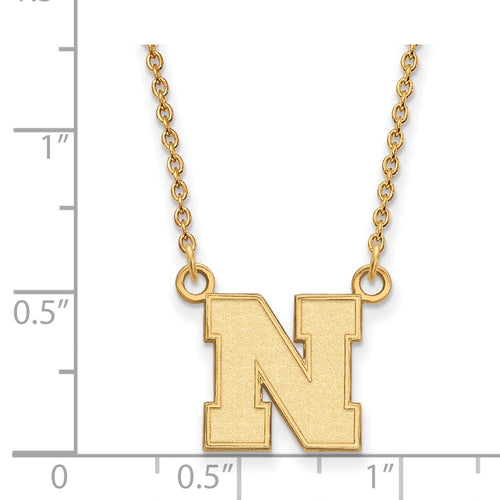 10k Gold LogoArt University of Nebraska Letter N Small Pendant 18 inch Necklace
