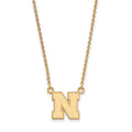 10k Gold LogoArt University of Nebraska Letter N Small Pendant 18 inch Necklace